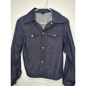 Mann Women's Dark Wash Jean Jacket Button Up - Pit To Pit 16, Length 22